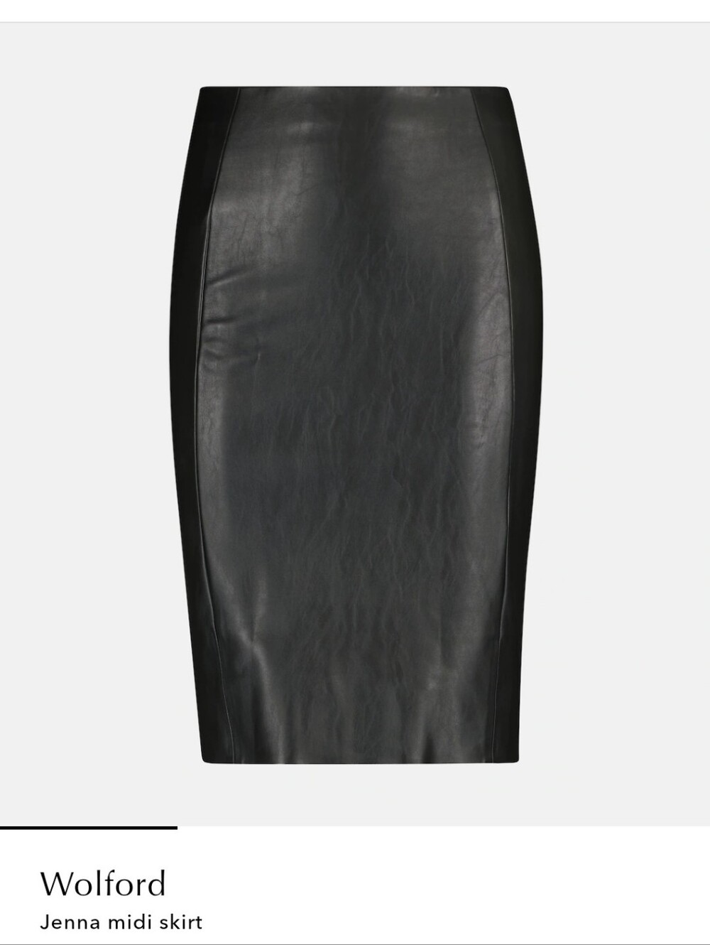 Wolford Jenna Vegan Leather Knee Length Pencil Skirt in Black, Size 6
